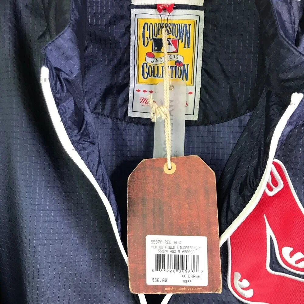 Mitchell & Ness Windbreaker Mens XXL Navy Boston Red Sox Outfield Ripstop Jacket